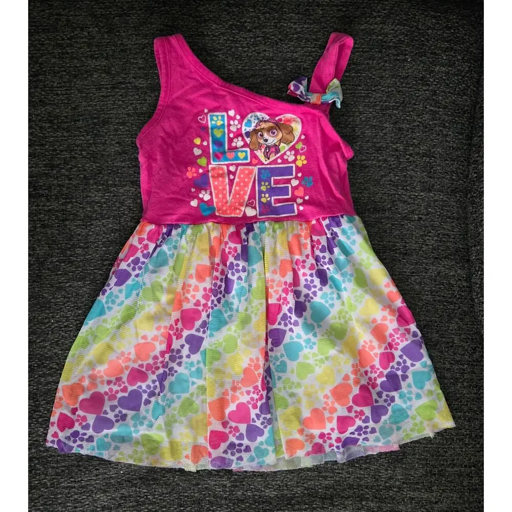 Lot of 5 Girls 3T Clothing Items 1 Dress, 2 T-Shirts, 2 Long-Sleeve Shirts